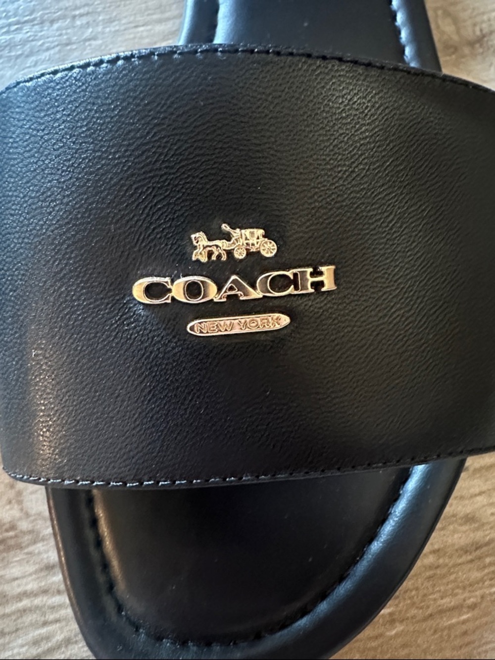 Coach Lockup Leather Slide Sandals - Picture 2 of 3